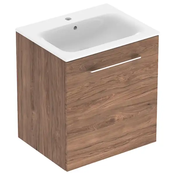 Тумба с раковиной Geberit Selnova Square slim rim 60 см, орех тёмный (501.254.00.1)