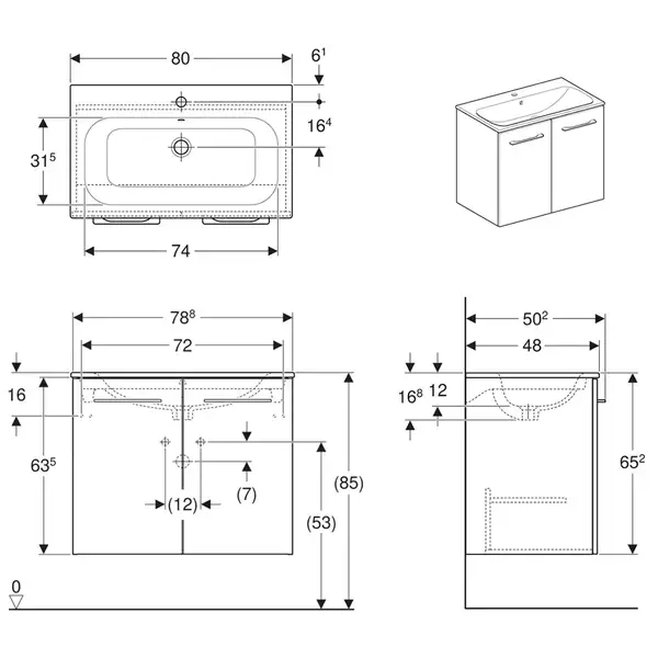 GEBERIT SELNOVA SQUARE комплект: умывальник встроенный Slim Rim, с тумбой 78,8*50,2см, двухдверной, белый глянец (501.256.00.1) фото 2 Aquada.com.ua GEBERIT SELNOVA SQUARE комплект: умывальник встроенный Slim Rim, с тумбой 78,8*50,2см, двухдверной, белый глянец (501.256.00.1) фото 2 Aquada.com.ua