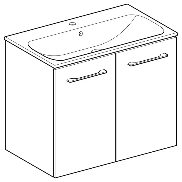 Тумба с раковиной Geberit Selnova Square slim rim 80 см, лава матовая (501.257.00.1)