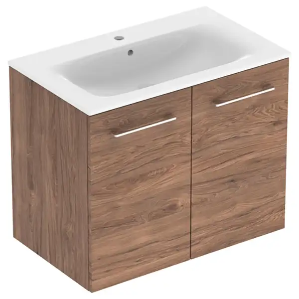 Тумба с раковиной Geberit Selnova Square slim rim 80 см, орех тёмный (501.258.00.1)