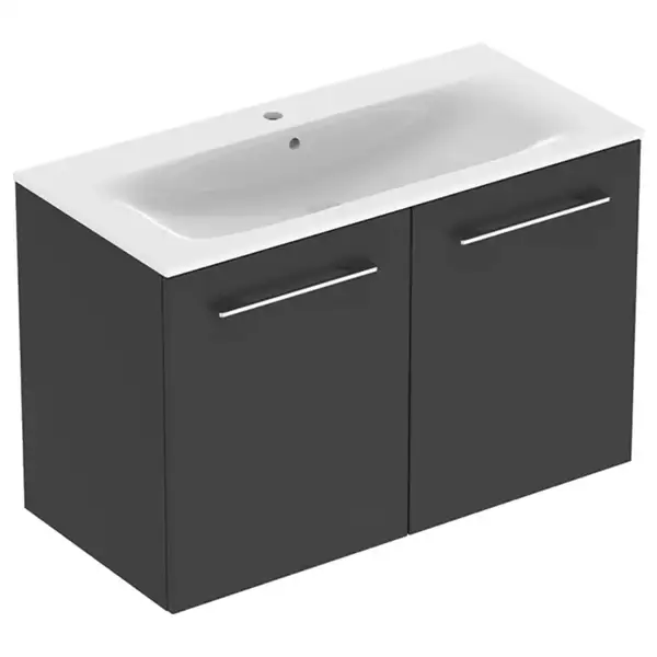 Тумба с раковиной Geberit Selnova Square slim rim 100 см, лава матовая (501.261.00.1)