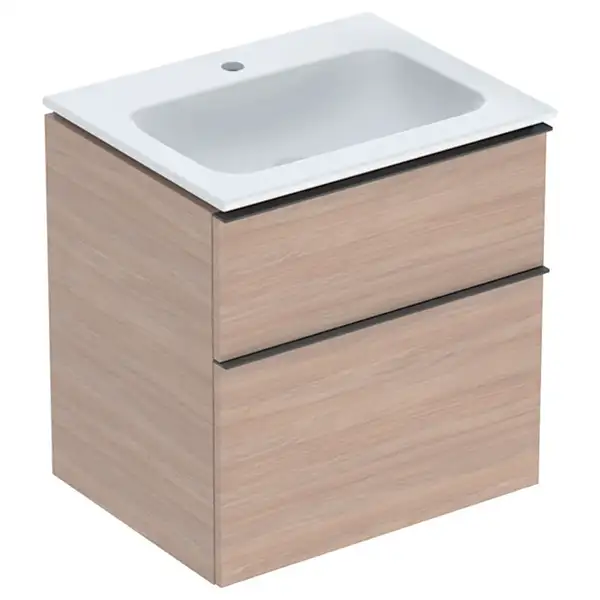 Тумба с раковиной Geberit iCon slim rim 60 см, корпус и фасад - дуб / ручки - лава мат 502.335.JH.1 Тумба с раковиной Geberit iCon slim rim 60 см, корпус и фасад - дуб / ручки - лава мат 502.335.JH.1