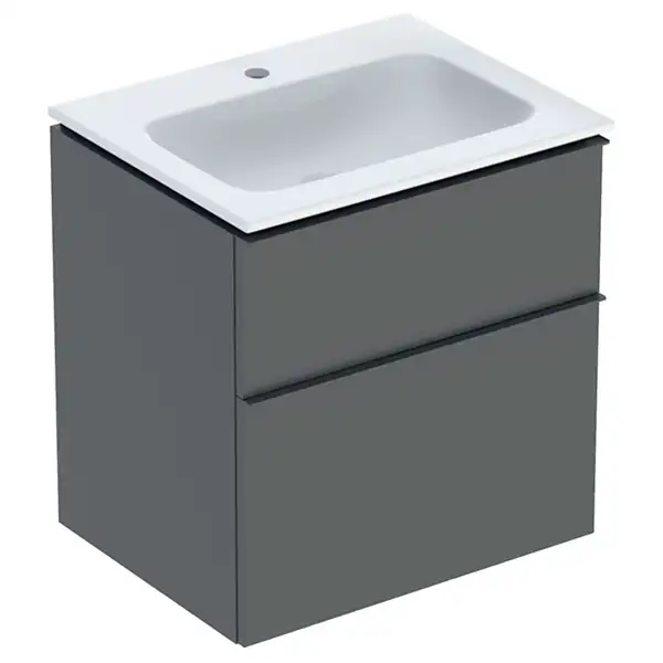 Тумба с раковиной Geberit iCon slim rim 60 см, корпус и фасад - лава мат / ручки - лава мат 502.335.JK.1 Тумба с раковиной Geberit iCon slim rim 60 см, корпус и фасад - лава мат / ручки - лава мат 502.335.JK.1