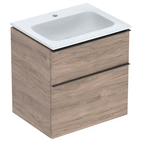 Тумба с раковиной Geberit iCon slim rim 60 см, корпус и фасад - орех тёмный / ручки - лава мат 502.335.JR.1 Тумба с раковиной Geberit iCon slim rim 60 см, корпус и фасад - орех тёмный / ручки - лава мат 502.335.JR.1