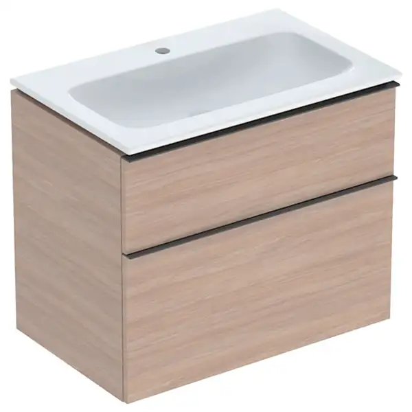 Тумба с раковиной Geberit iCon slim rim 75 см, корпус и фасад - дуб / ручки - лава мат 502.336.JH.1 Тумба с раковиной Geberit iCon slim rim 75 см, корпус и фасад - дуб / ручки - лава мат 502.336.JH.1