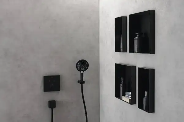 Ниша в стене с открытой рамой Hansgrohe XtraStoris Minimalistic 30 х 30 х 14 см, чёрный матовый (56079670) фото 2 Aquada.com.ua