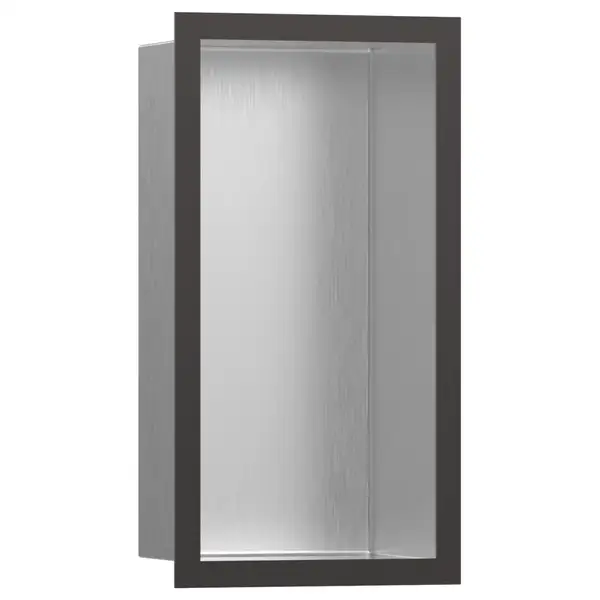 Настенная ниша из матовой нержавеющей стали с дизайнерской рамкой Hansgrohe XtraStoris Individual 30 х 15 х 10 см, матовый чёрный хром (56094340) фото 1 Aquada.com.ua Настенная ниша из матовой нержавеющей стали с дизайнерской рамкой Hansgrohe XtraStoris Individual 30 х 15 х 10 см, матовый чёрный хром (56094340) фото 1 Aquada.com.ua