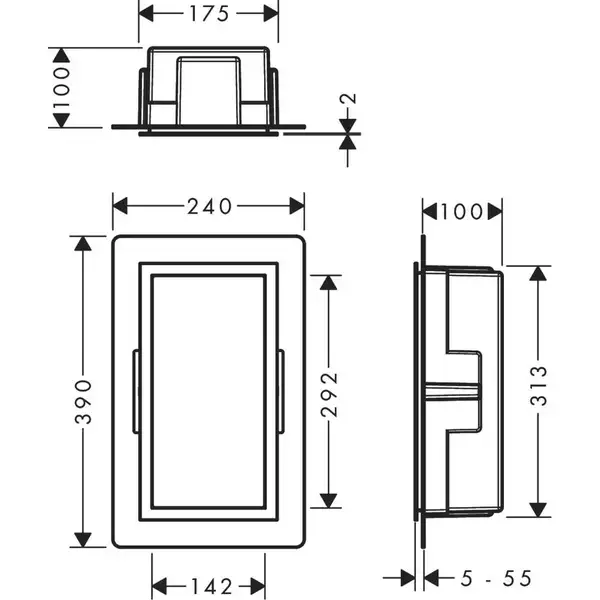 Настінна ніша Hansgrohe XtraStoris Individual з рамкою 30x15x10 см, чорний матовий хром (56094340) Настінна ніша Hansgrohe XtraStoris Individual з рамкою 30x15x10 см, чорний матовий хром (56094340)