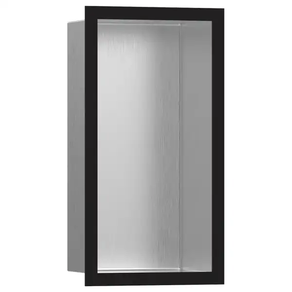 Настенная ниша из матовой нержавеющей стали с дизайнерской рамкой Hansgrohe XtraStoris Individual 30 х 15 х 10 см, чёрный матовый (56094670) фото 1 Aquada.com.ua Настенная ниша из матовой нержавеющей стали с дизайнерской рамкой Hansgrohe XtraStoris Individual 30 х 15 х 10 см, чёрный матовый (56094670) фото 1 Aquada.com.ua