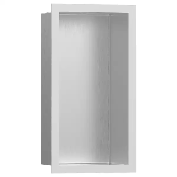 Настенная ниша из матовой нержавеющей стали с дизайнерской рамкой Hansgrohe XtraStoris Individual 30 х 15 х 10 см, белый матовый (56094700) фото 1 Aquada.com.ua Настенная ниша из матовой нержавеющей стали с дизайнерской рамкой Hansgrohe XtraStoris Individual 30 х 15 х 10 см, белый матовый (56094700) фото 1 Aquada.com.ua