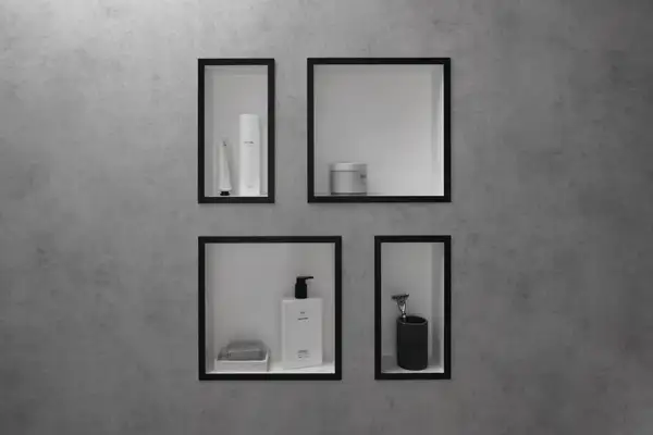Настенная ниша с дизайнерской рамкой Hansgrohe XtraStoris Individual 30 х 30 х 10 см, чёрный матовый (56099670) фото 2 Aquada.com.ua Настенная ниша с дизайнерской рамкой Hansgrohe XtraStoris Individual 30 х 30 х 10 см, чёрный матовый (56099670) фото 2 Aquada.com.ua