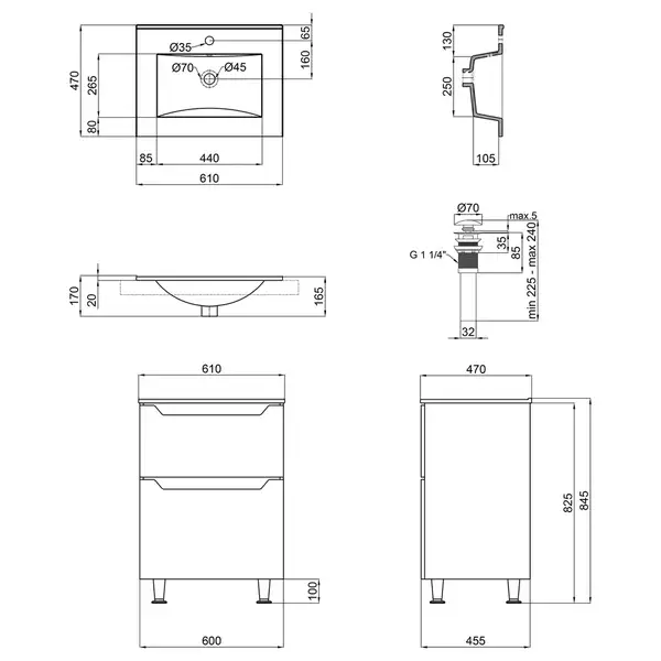Комплект Qtap Scorpio 605х825х460 Graphite тумба напольная + раковина врезная QT1471TNВ6023060CG Комплект Qtap Scorpio 605х825х460 Graphite тумба напольная + раковина врезная QT1471TNВ6023060CG