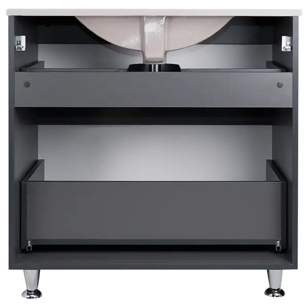 Комплект Qtap Albatross 810х825х460 Graphite тумба напольная + раковина врезная QT1471TNВ8023080CG Комплект Qtap Albatross 810х825х460 Graphite тумба напольная + раковина врезная QT1471TNВ8023080CG