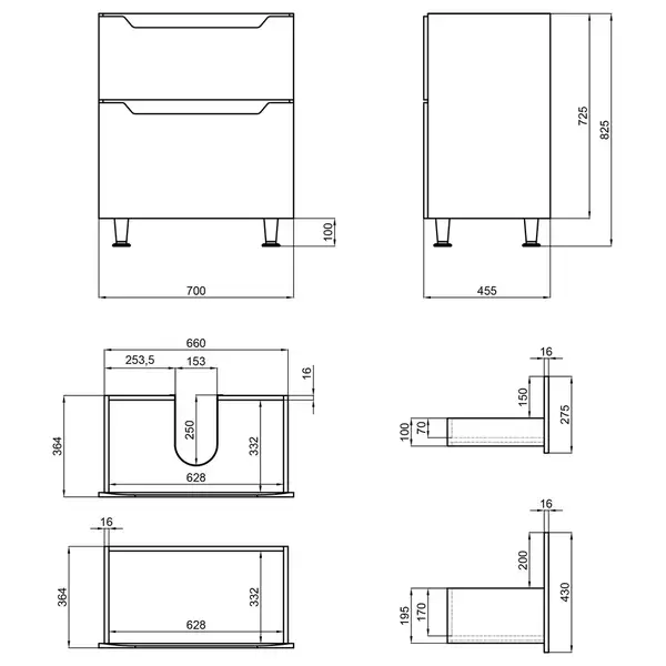 Тумба напольная Qtap Scorpio 710х825х460 Graphite QT1473TNВ702G Тумба напольная Qtap Scorpio 710х825х460 Graphite QT1473TNВ702G