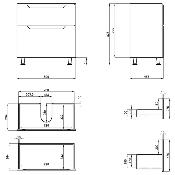 Тумба напольная Qtap Scorpio 810х825х460 Graphite QT1473TNВ802G Тумба напольная Qtap Scorpio 810х825х460 Graphite QT1473TNВ802G