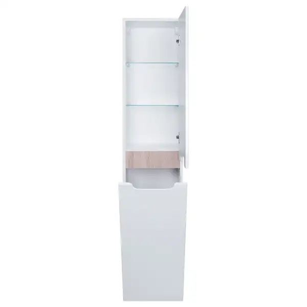 Пенал подвесной Qtap Virgo 350х1600х316 White/Whitish oak с корзиной для белья QT1876PP1651KRWWO Пенал подвесной Qtap Virgo 350х1600х316 White/Whitish oak с корзиной для белья QT1876PP1651KRWWO