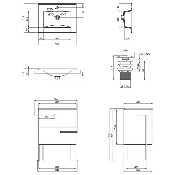 Комплект Qtap Taurus 600х800х437 Whitish oak тумба напольная + раковина врезная QT2471TNT603WO Комплект Qtap Taurus 600х800х437 Whitish oak тумба напольная + раковина врезная QT2471TNT603WO