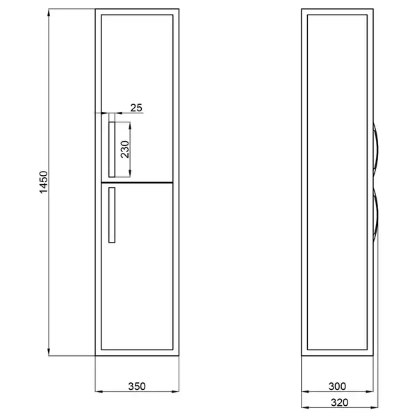 Пенал подвесной Qtap Taurus 350х1450х300 Whitish oak QT2476PP1451RWO Пенал подвесной Qtap Taurus 350х1450х300 Whitish oak QT2476PP1451RWO