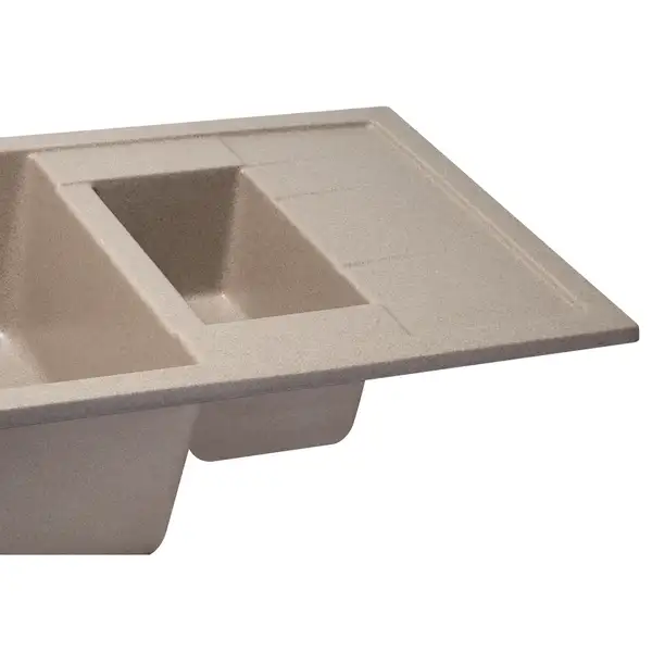 Кухонная мойка с дополнительной чашей Qtap CS 7648 Beige (QT7648BEI551) Кухонная мойка с дополнительной чашей Qtap CS 7648 Beige (QT7648BEI551)