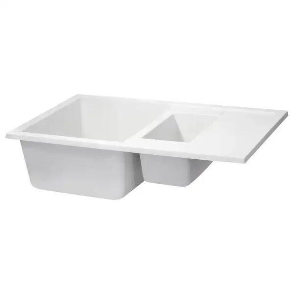 Кухонная мойка с дополнительной чашей Qtap CS 7648 White (QT7648WHI650) Кухонная мойка с дополнительной чашей Qtap CS 7648 White (QT7648WHI650)