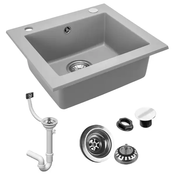 Гранитная кухонная мойка REA WEST GREY серая (ZLE-00122) Гранитная кухонная мойка REA WEST GREY серая (ZLE-00122)