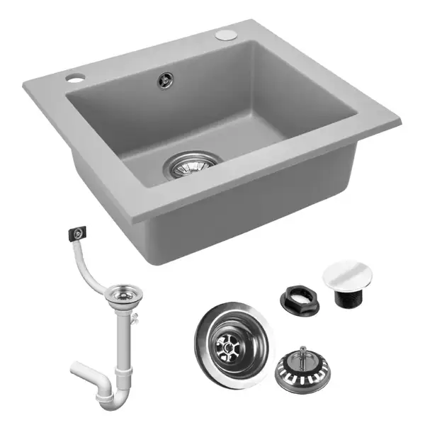 Гранитная кухонная мойка REA WEST GREY серая (ZLE-00122) Гранитная кухонная мойка REA WEST GREY серая (ZLE-00122)