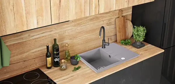 Гранитная кухонная мойка REA NORTH GREY серая (ZLE-00128) Гранитная кухонная мойка REA NORTH GREY серая (ZLE-00128)