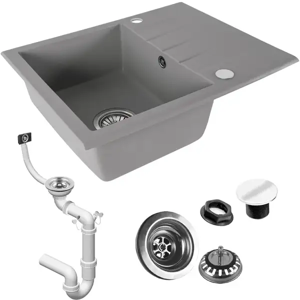Гранитная кухонная мойка REA NORTH GREY серая (ZLE-00128) Гранитная кухонная мойка REA NORTH GREY серая (ZLE-00128)