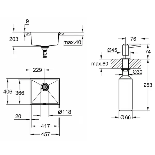Набор Grohe мойка кухонная K700 31653AT0 + дозатор для моющего средства Contemporary 40536000 (31653AT040536000) Набор Grohe мойка кухонная K700 31653AT0 + дозатор для моющего средства Contemporary 40536000 (31653AT040536000)