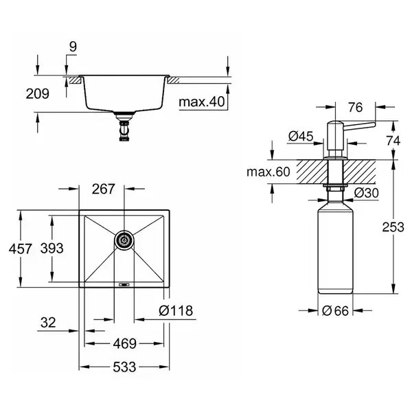 Набор Grohe мойка кухонная K700 31654AP0 + дозатор для моющего средства Contemporary 40536000 (31654AP040536000) Набор Grohe мойка кухонная K700 31654AP0 + дозатор для моющего средства Contemporary 40536000 (31654AP040536000)