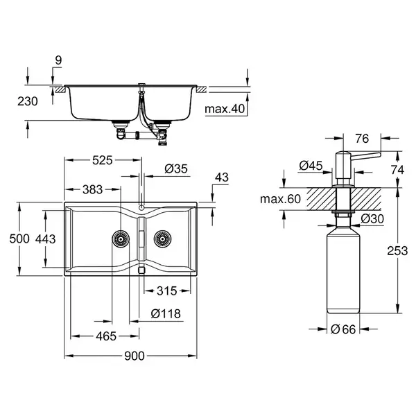 Набор Grohe мойка кухонная K700 31658AT0 + дозатор для моющего средства Contemporary 40536000 (31658AT040536000) Набор Grohe мойка кухонная K700 31658AT0 + дозатор для моющего средства Contemporary 40536000 (31658AT040536000)