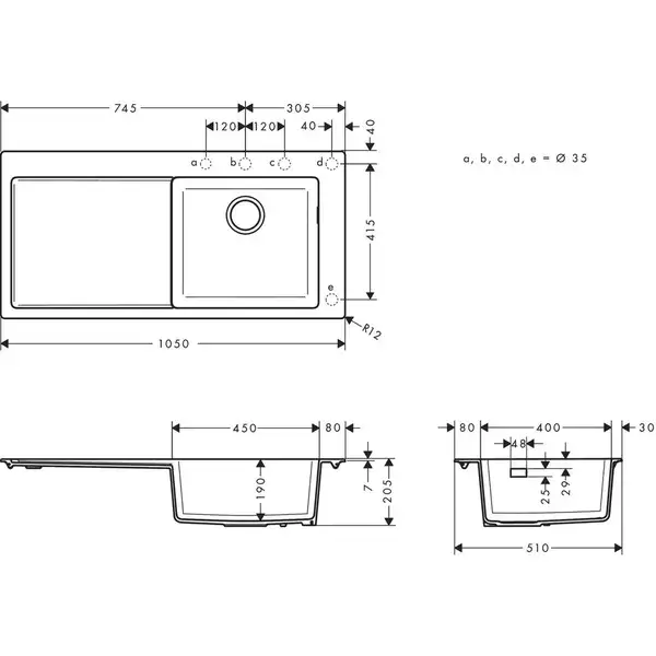 Кухонна мийка Hansgrohe S514-F450 1050х510 поличка зліва, Stonegrey (43314290) Кухонна мийка Hansgrohe S514-F450 1050х510 поличка зліва, Stonegrey (43314290)