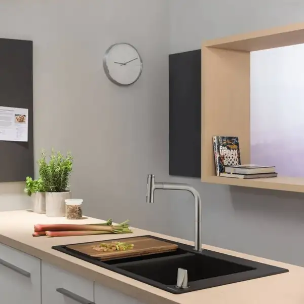 Hansgrohe S510-F770 Кухонная мойка на 2 чаши, Graphiteblack (43316170) Hansgrohe S510-F770 Кухонная мойка на 2 чаши, Graphiteblack (43316170)