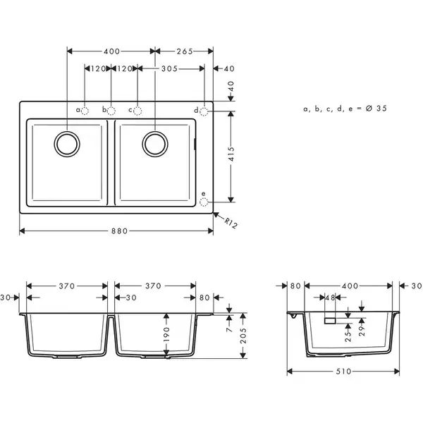Hansgrohe S510-F770 Кухонная мойка на 2 чаши, Graphiteblack (43316170) Hansgrohe S510-F770 Кухонная мойка на 2 чаши, Graphiteblack (43316170)