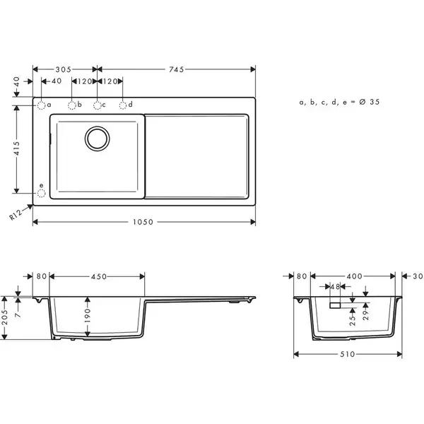 Кухонна мийка Hansgrohe S5110-F450 1050х510 поличка праворуч, Graphiteblack (43330170) Кухонна мийка Hansgrohe S5110-F450 1050х510 поличка праворуч, Graphiteblack (43330170)
