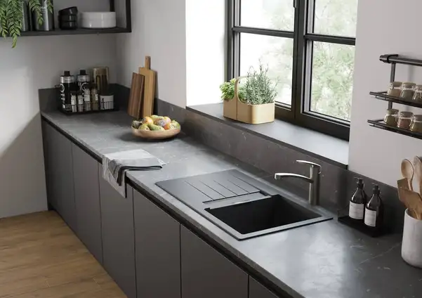 Кухонна мийка з автоматичним зливним гарнітуром Hansgrohe S520-F345, чорний графіт 43356170