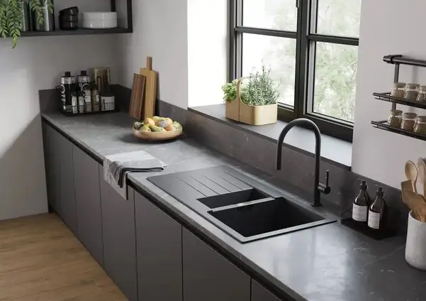 Кухонна мийка з автоматичним зливним гарнітуром Hansgrohe S520-F530, чорний графіт 43357170