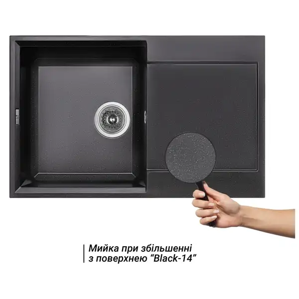 Lidz BLM-14 Кухонная мойка, черная матовая (LIDZBLM14790495230)