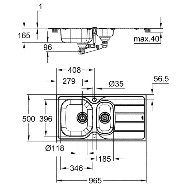 Мийка для кухні із нержавіючої сталі Grohe K200 (31564SD1)