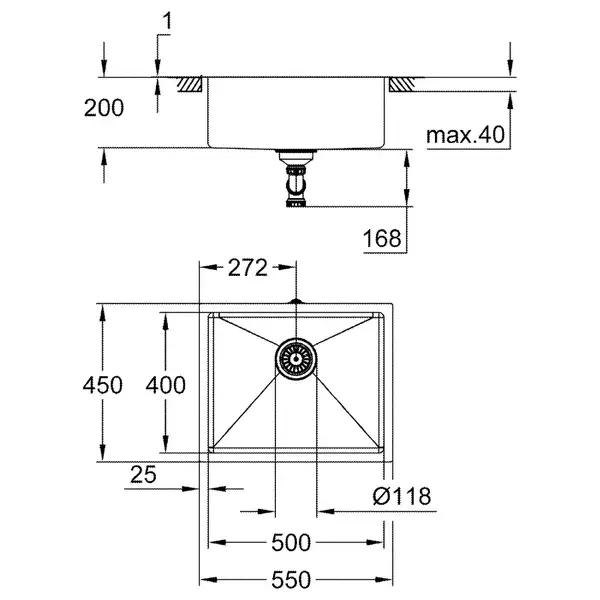 Grohe K700U Мийка для кухні, нержавіюча сталь (31574SD1)