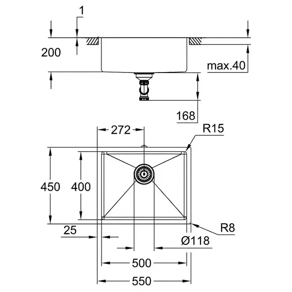 Grohe K700U Мийка для кухні, нержавіюча сталь (31574SD1)