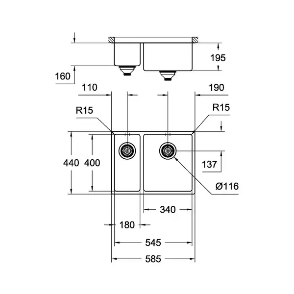 Мийка для кухні Grohe K700 59.5х45 см, нержавіюча сталь матова (31576SD1) Мийка для кухні Grohe K700 59.5х45 см, нержавіюча сталь матова (31576SD1)