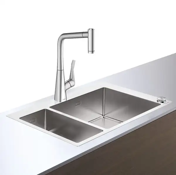 Кухонна мийка Hansgrohe Hansgrohe C71 C71-F655-04 Sink combi 755х500 зі змішувачем на 2 чаші 180/450, stainless steel (43210800)