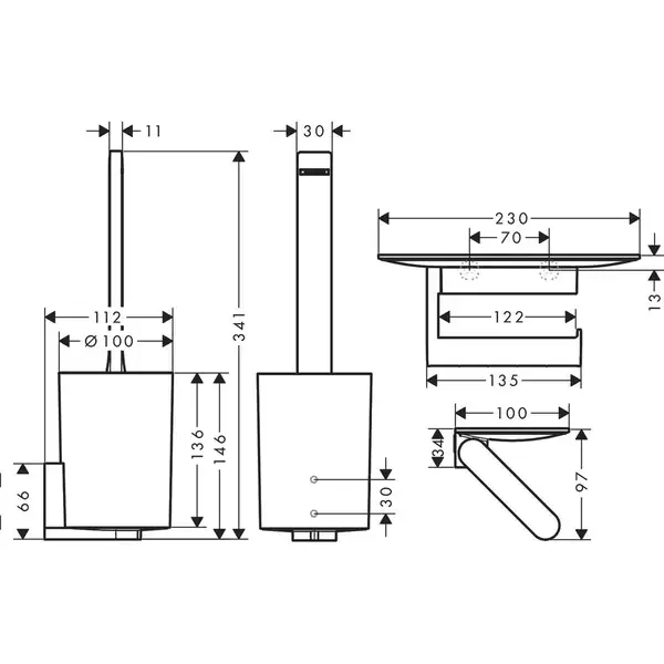 Комплект аксесуарів Hansgrohe WallStoris 2в1, Matt White (27969700) Комплект аксесуарів Hansgrohe WallStoris 2в1, Matt White (27969700)