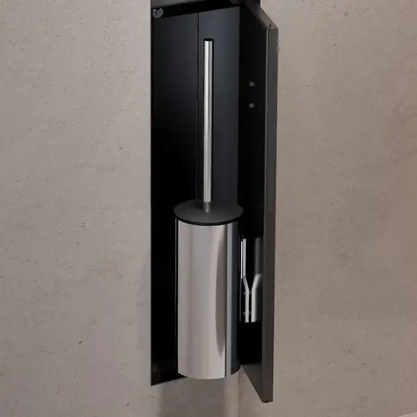 Вбудований тримач для йоржика та туалетного паперу Hansgrohe XtraStoris Rock, колір - Matt Black 56062670 Вбудований тримач для йоржика та туалетного паперу Hansgrohe XtraStoris Rock, колір - Matt Black 56062670