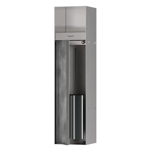 Вбудований тримач для йоржика та туалетного паперу Hansgrohe XtraStoris Rock, колір - Brushed Stainless Steel  56062800