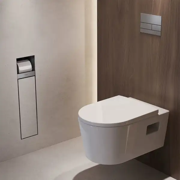Вбудований тримач для йоржика та туалетного паперу Hansgrohe XtraStoris Rock, колір - Brushed Stainless Steel  56062800