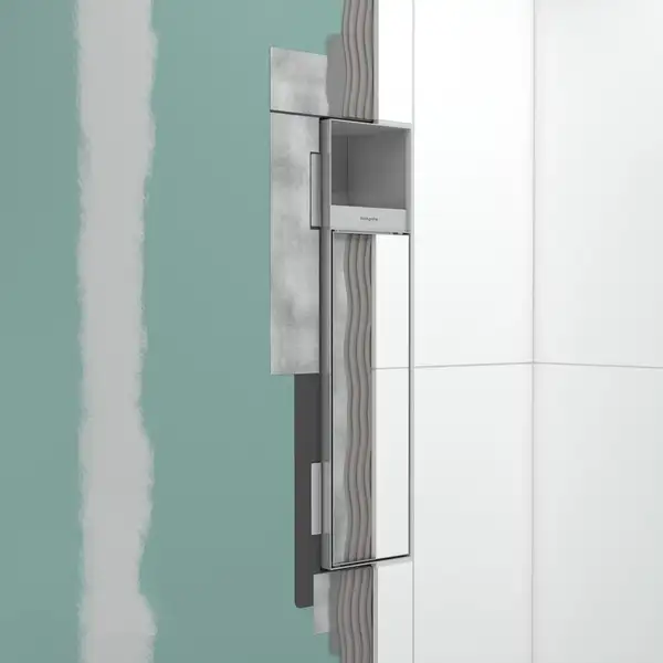 Вбудований тримач для йоржика та туалетного паперу Hansgrohe XtraStoris Rock, колір - Brushed Stainless Steel  56062800