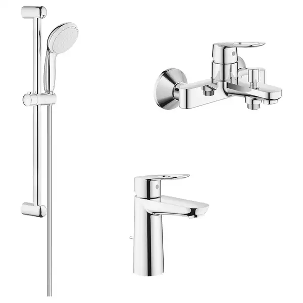 Набор смесителей для ванны 3-в-1 Grohe Bau Loop/New Tempesta (цвет - хром) (123214M) фото 1 Aquada.com.ua Набор смесителей для ванны 3-в-1 Grohe Bau Loop/New Tempesta (цвет - хром) (123214M) фото 1 Aquada.com.ua