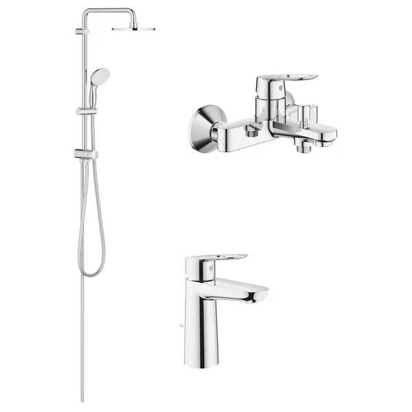 Набор смесителей для ванны 3-в-1 Grohe Bau Loop/New Tempesta (цвет - хром) (123214TM) фото 1 Aquada.com.ua Набор смесителей для ванны 3-в-1 Grohe Bau Loop/New Tempesta (цвет - хром) (123214TM) фото 1 Aquada.com.ua